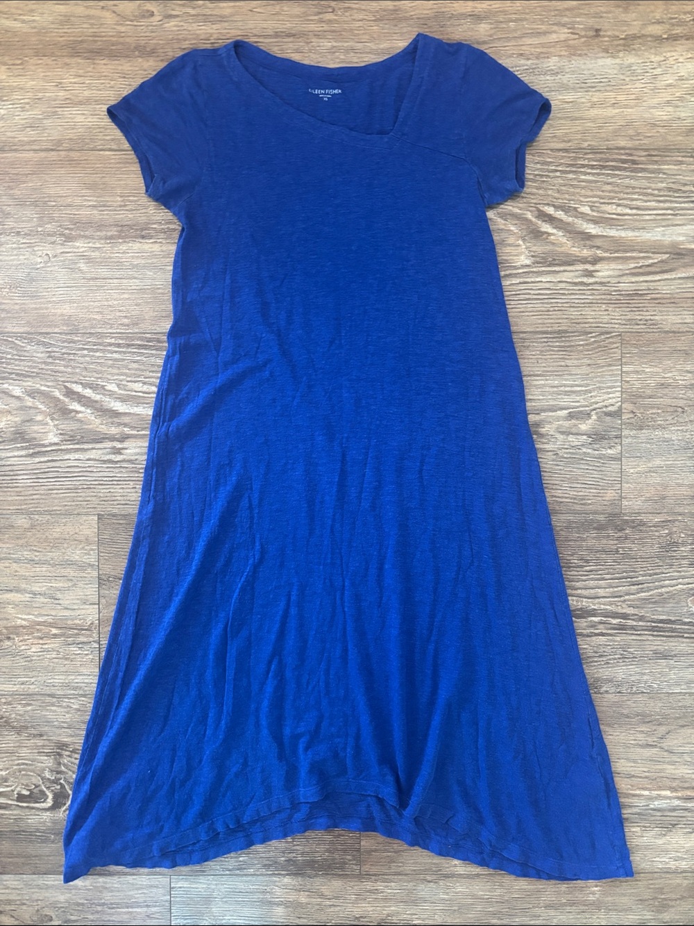 Eileen Fisher Hemp & Organic Cotton Dress with Asymmetrical Neck Women's Size XS